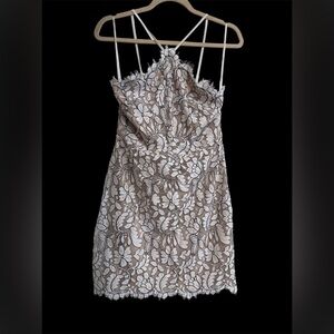 Delicate Darling Beige + Ivory Lace Bodycon Dress​​
